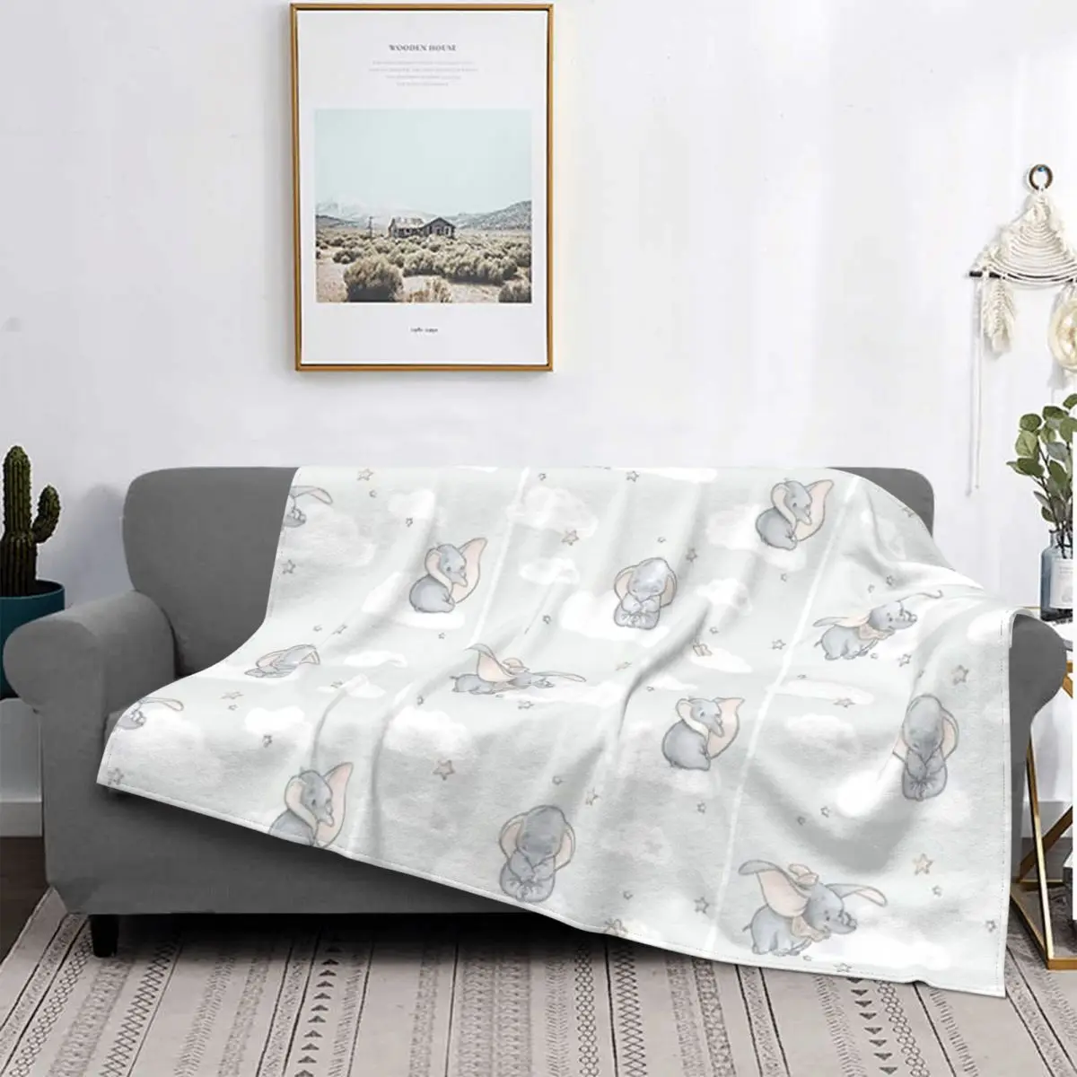 

Dumbo-colcha a cuadros para cama, manta Kawaii para bebé, colcha para cama