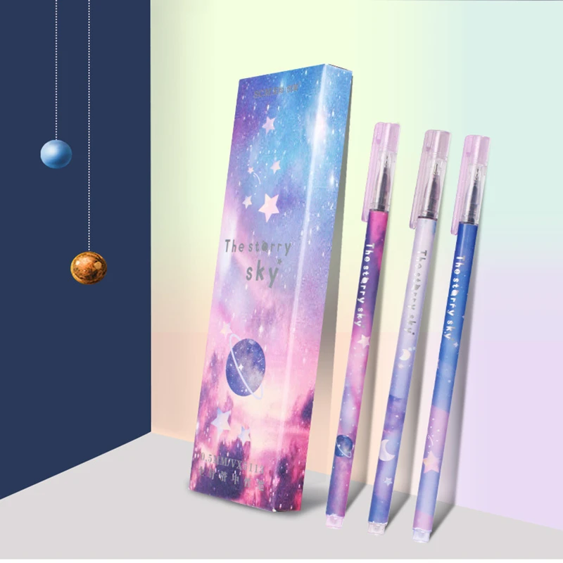 12 шт./компл. гелевая ручка ручки черные кавайные гелевые с изображением звездного