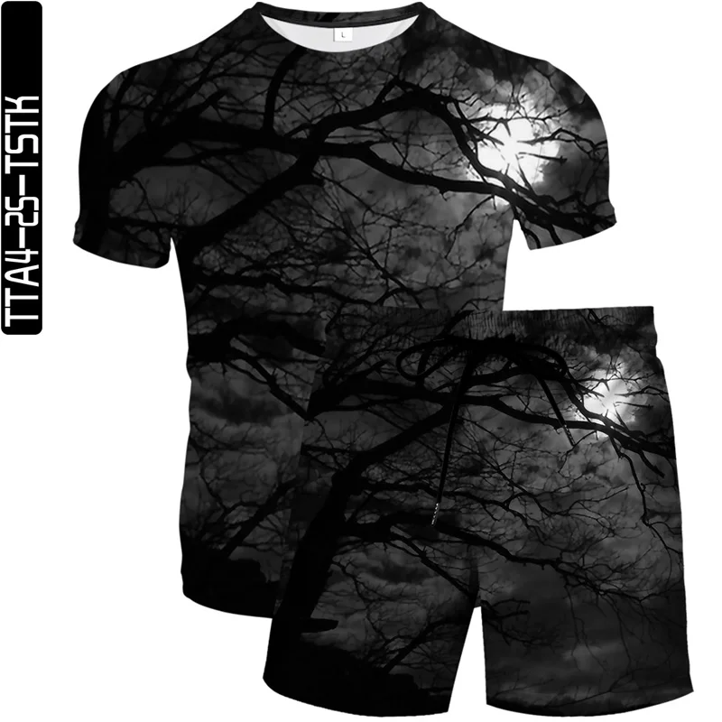 

Summer new light and thin women's fashion suit two-piece T-shirt + shorts Mr.z Harajuku Plant flowering style 3D ink printing