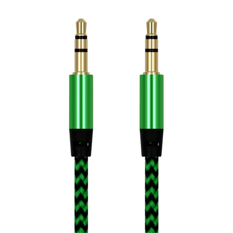 

5 Colors 1M Nylon Aux Cable 3.5mm Male to Male Jack Auto Car Audio Cable Gold Plated Plug Line Cord For iphone Xiaomi Speaker