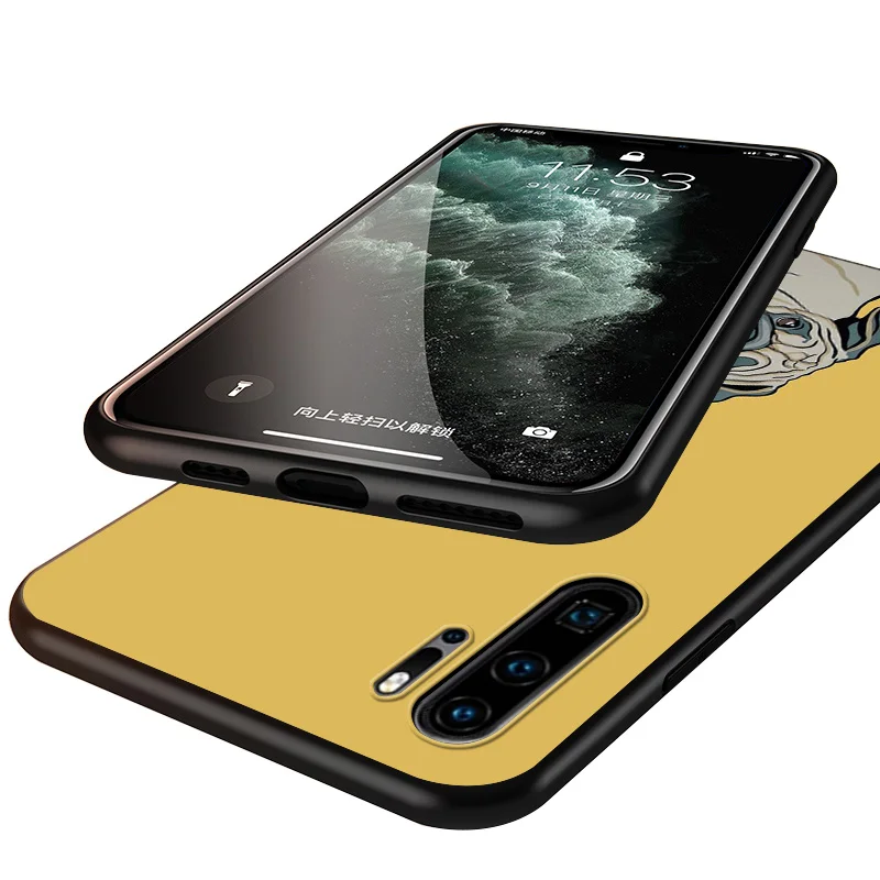 

French Bulldog Dog Black Cover For Huawei P40 P30 P20 P10 P9 P8 Lite E 5G 2017 2019 Pro Plus Phone Case