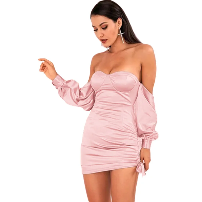 Новинка Женская сексуальная одежда мягкое атласное платье 2019 Осень-зима женское
