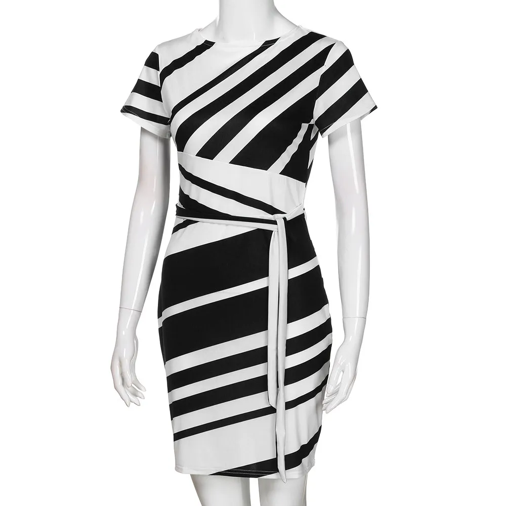 2019 сексуальное летнее модное женское платье-карандаш в полоску вечерние