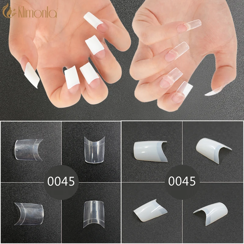 

500pcs/bag White Clear Artificial False Nails Coffin Tips Half Cover Manicure DIY Tools Acrylic UV Gel Short French Fake Nails