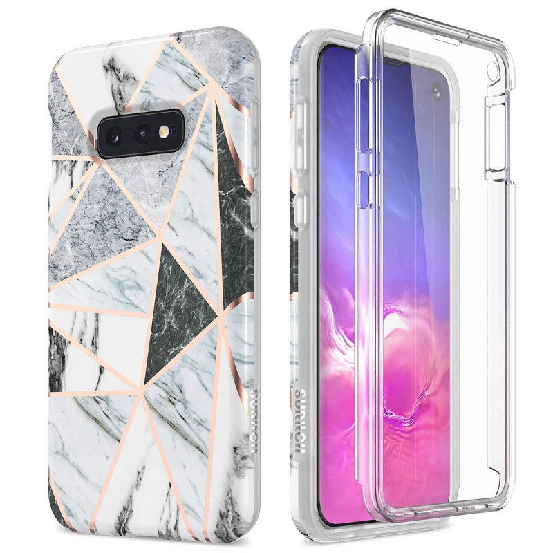 Мраморный чехол для samsung Galaxy A50 S10e, противоударный бампер, мягкий чехол, Встроенный протектор экрана для S10 Note 9 10 plus, чехол - Цвет: Rose gold