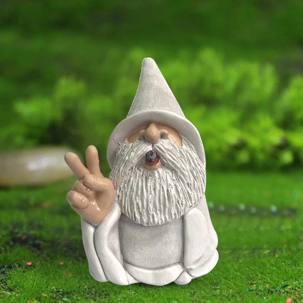 

White Robe Old Man Funny Resin Statue Naughty Garden Sculpture Outdoor Figurine Decoration Crafts Ornament Accessories