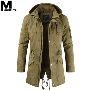 Длинная стильная зимняя мужская куртка Moomphya с капюшоном, уличная одежда, военная тактическая куртка, Мужская одежда 2019, ветровка, повседневное пальто для мужчин