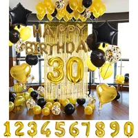 60pcs gold black balloons happy birthday party decorations boy adult man woman 12th 15th 16 18 25 30 35 40 45 50 60 70 years old