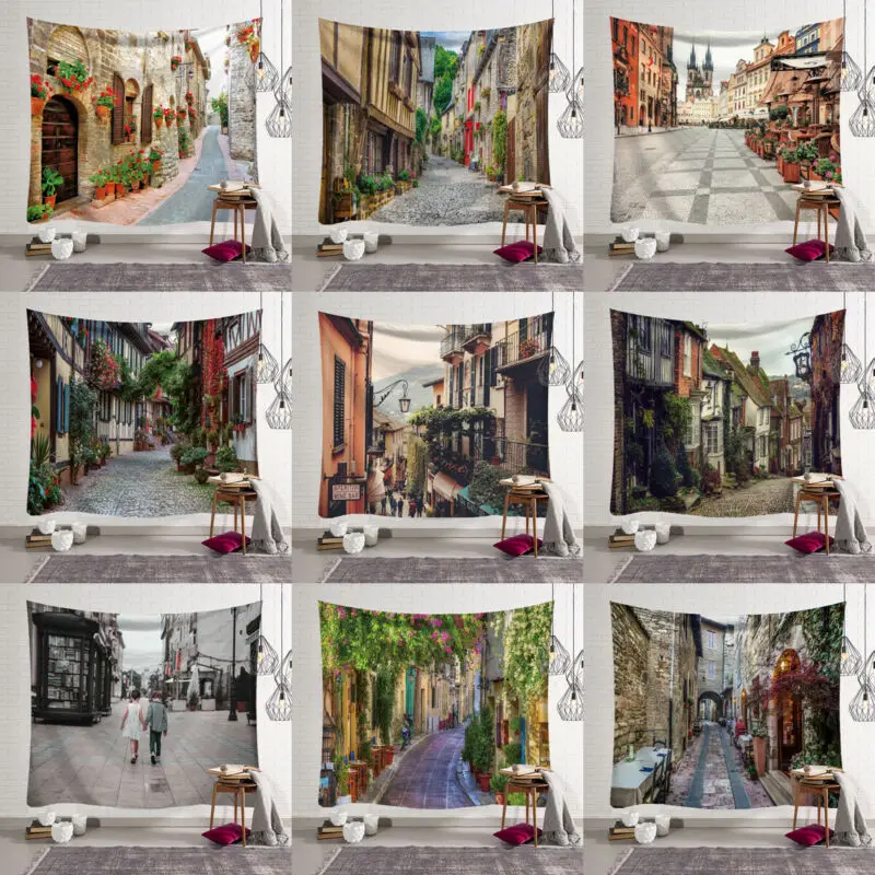 Настенный Ковер с принтом маленького города|Декоративные гобелены| |