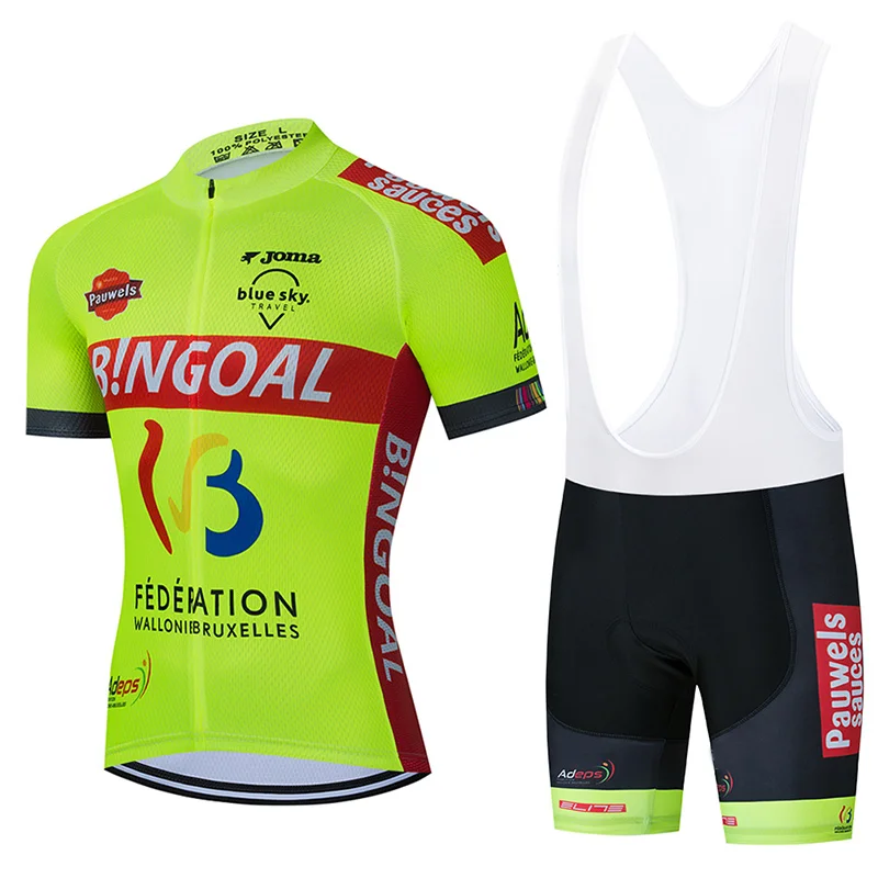 

2021 BINGOAL Cycling Team Jersey Fluorescent Bike Shorts 20D Set Ropa Ciclismo MenS Summer Bicycling Maillot Bottom Clothing