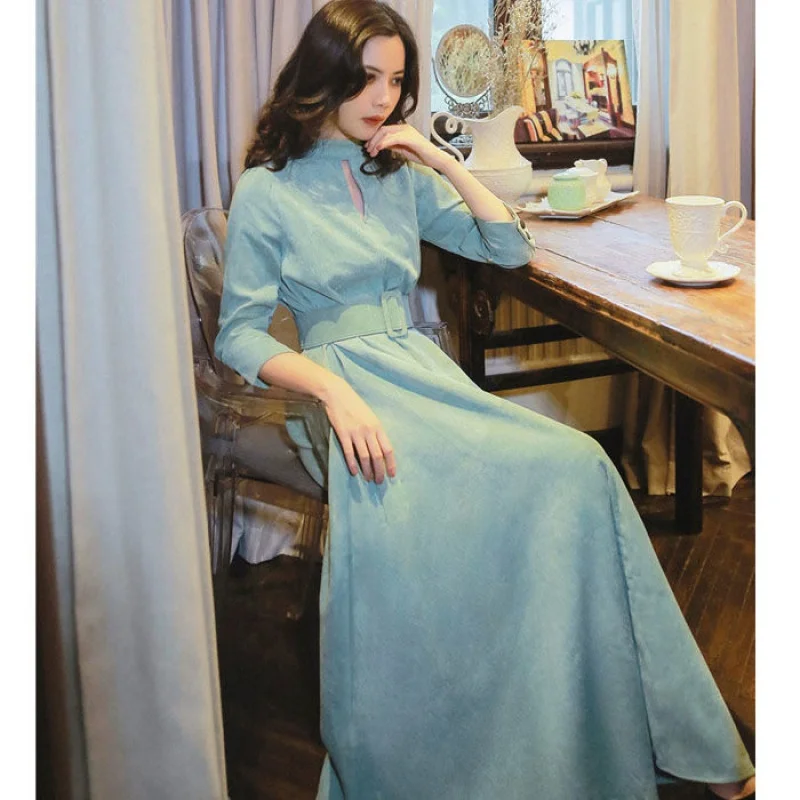 Новые весенние женские платья-трапеции Timis Li платья с воротником-стойкой и