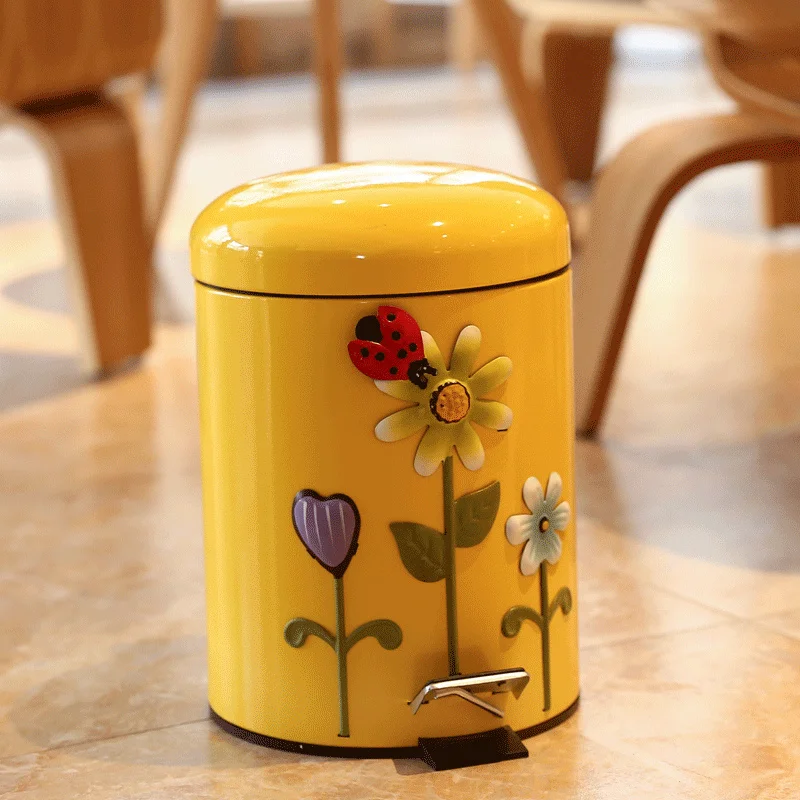 

Creative Trash Can with Lid Foot Pedal Stainless Steel Double Layer Trash Can Home Office Poubelle Kitchen Supplies BS50LJ