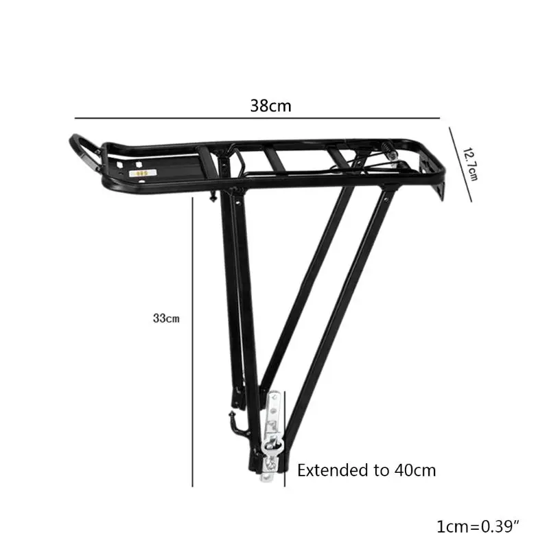 

Heavy Bicycle Bike Rear Shelf Aluminum Alloy Frame Bracket Black Adjustable Luggage Rack U2JB