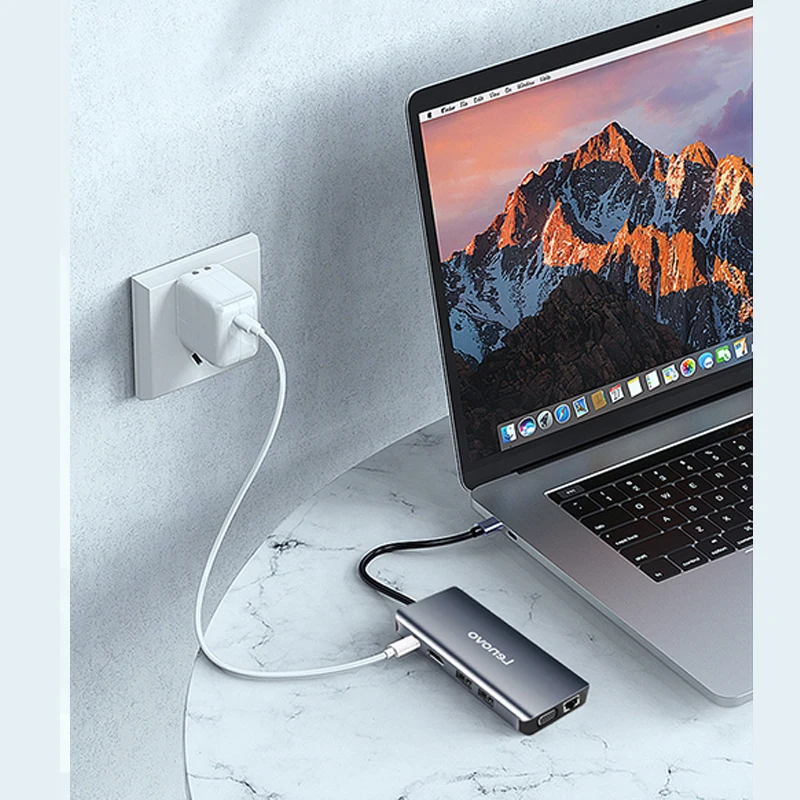 Lenovo USB 3 0 Type C концентратор HDMI VGA Аудио 1000 Мбит/с Gigabit Ethernet адаптер 4K TF Card Reader PD для