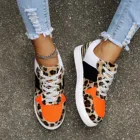 Модные женские кроссовки, Весенняя женская повседневная обувь, леопардовая сетчатая спортивная обувь, женская обувь на плоской платформе со шнуровкой #01