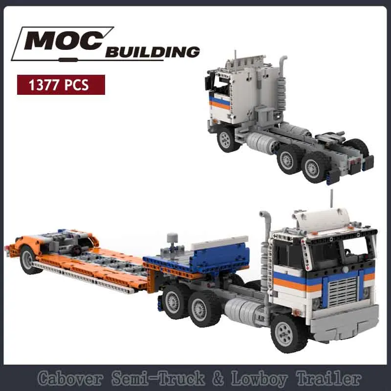 Конструктор Moc Cabover, полугрузовик, трейлер Lowboy, технология, кирпичи, мотор, развивающие игрушки, головоломка, подарок