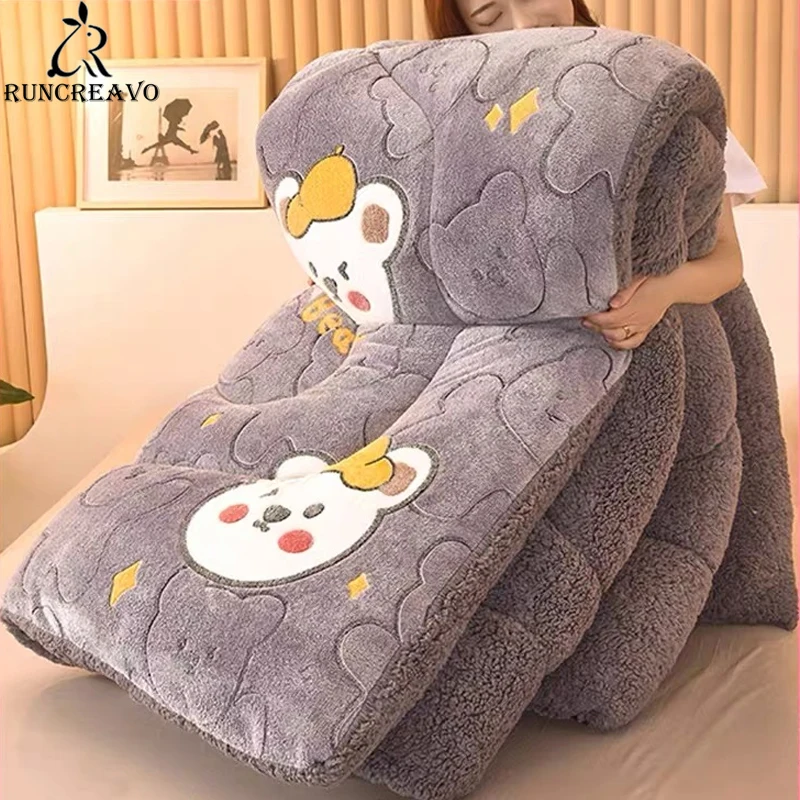 

Lamb Wool Thick Warm 5kg Quilts Duvet Home Luxury Printed Quilt Autumn Winter Dormitory Blanket Bedding Comforter Quilted
