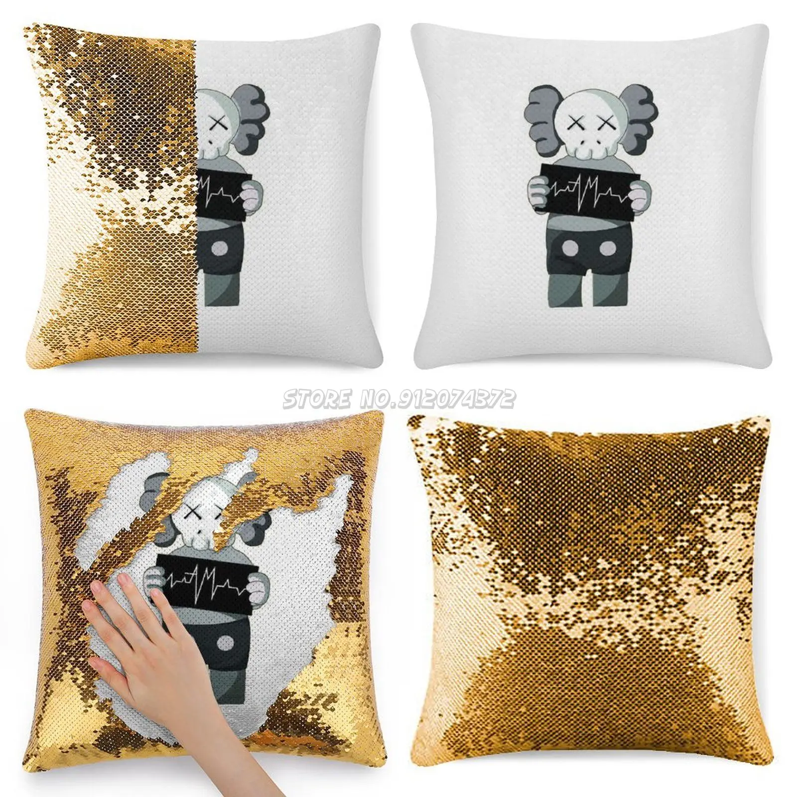 

Standing Elephant Sequin Pillowcase Throw Pillow Cover for Sofa 40X40cm Mermaid Collection Summer Rare Vintage