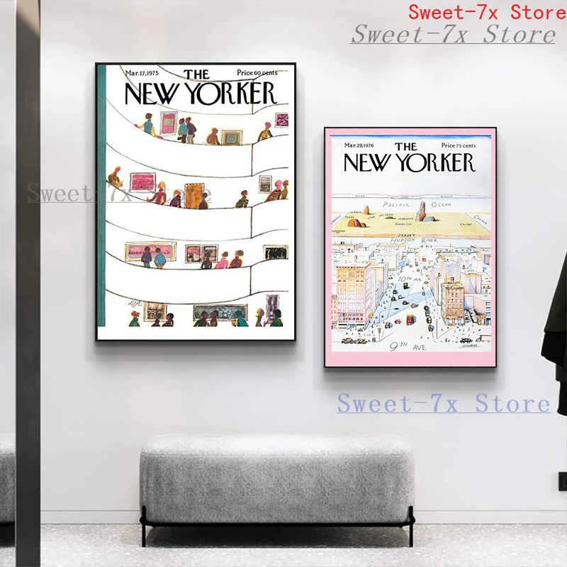 

The New Yorker Magazine's Scenery Canvas Painting Art Nordic Posters and Prints Wall Pictures for Living Room Decor Frameless