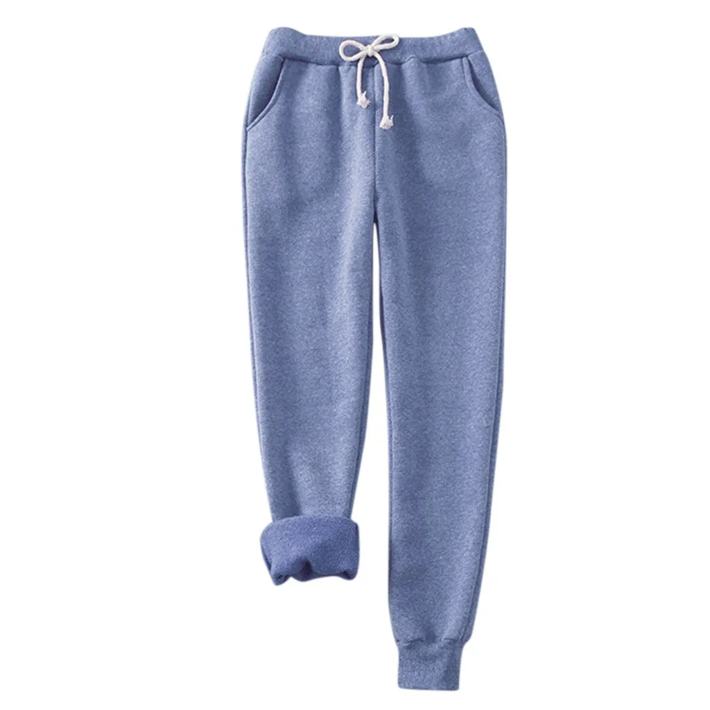 Женские зимние однотонные брюки флисовые штаны большого размера Wei повседневные