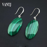 vantj natural malachite earrings sterling 925 silver big stone oval1530mm crystal fine jewelry for woman lady man party gift