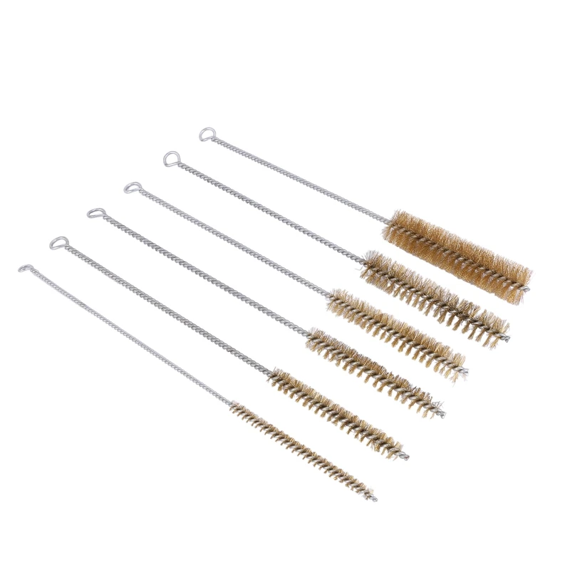 

6 Pcs Brass Tube Cleaning Brush Wire Brush Set Cleaning Polishing Tool Brass Wire Brush Set For Pipe Tube Cylinder Bores Cleanin