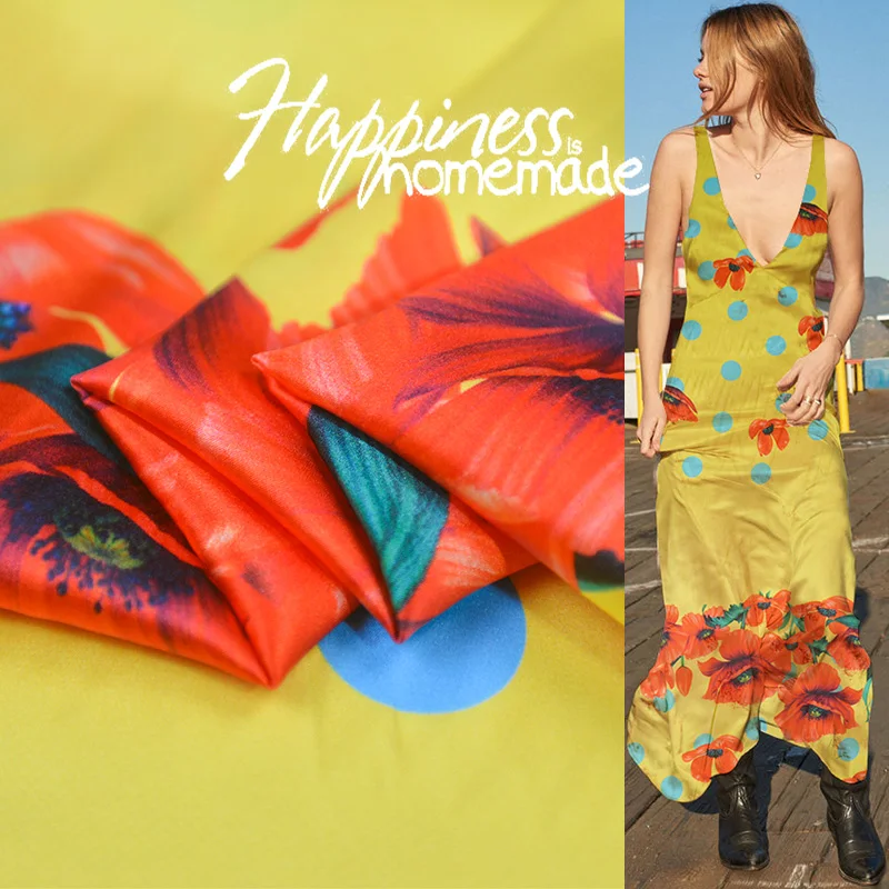 

Великолепный цветочный бренд на заказ 135 см 17momme 95% спандекс 5% шелк шармёз ткань для платья Дизайн Diy шитье Бесплатная доставка