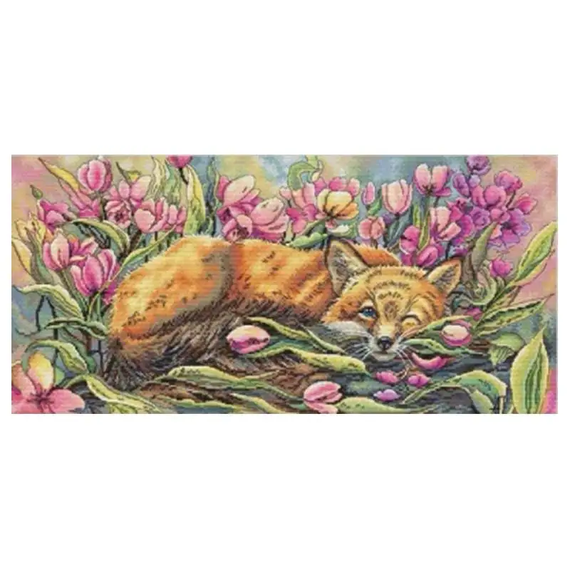 

Fox in the flowers patterns Counted Cross Stitch 11CT 14CT 18CT DIY Chinese Cross Stitch Kits Embroidery Needlework Sets