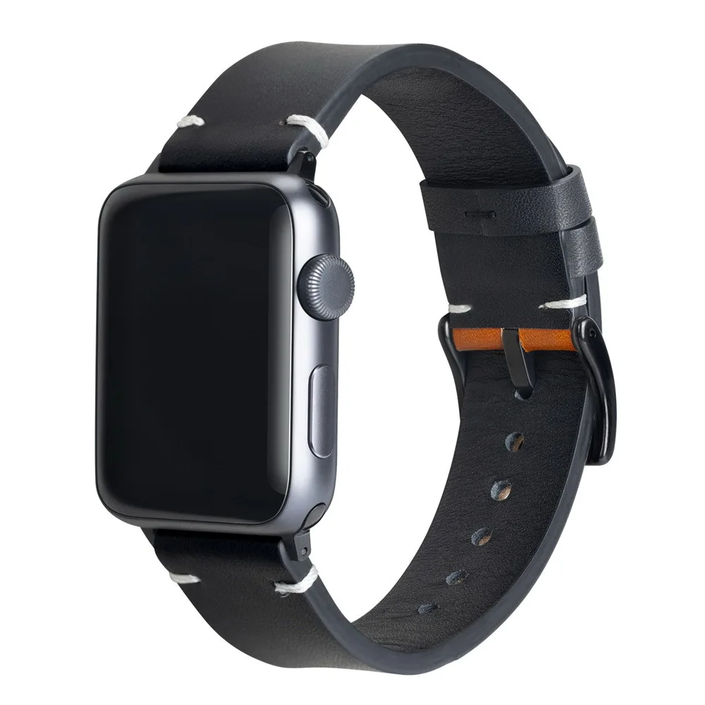 

Retro Suture Style Leather Strap for Apple Watch Band Series 6 SE 5 4 3 Double Color Bracelet 40mm 44mm 38/42mm for iWatch Belt