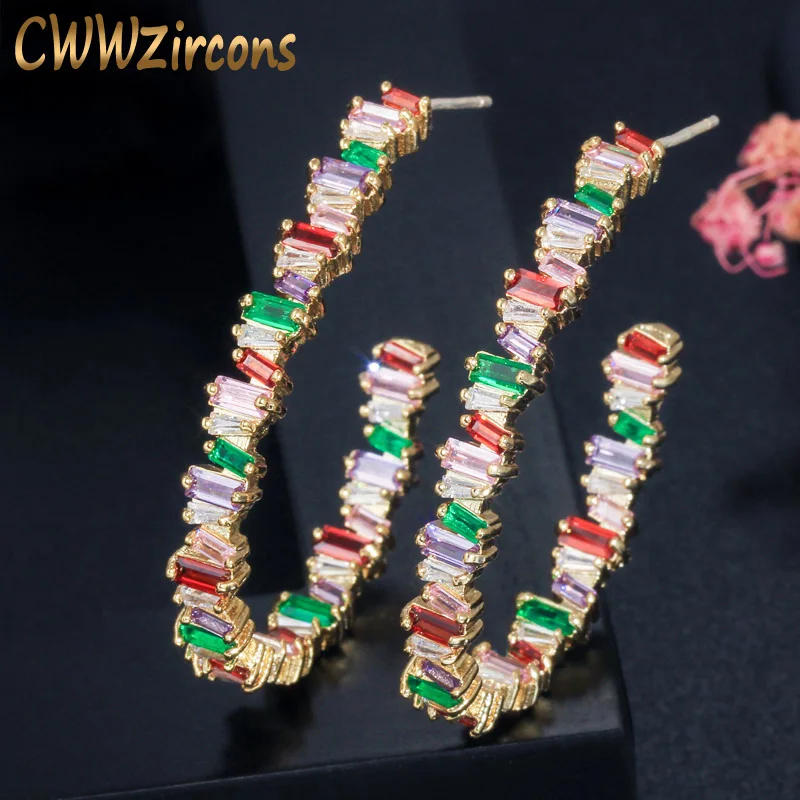 Cwwzircon Роскошная багета Радуга CZ Кристалл желтого золота Цветные полукруглые