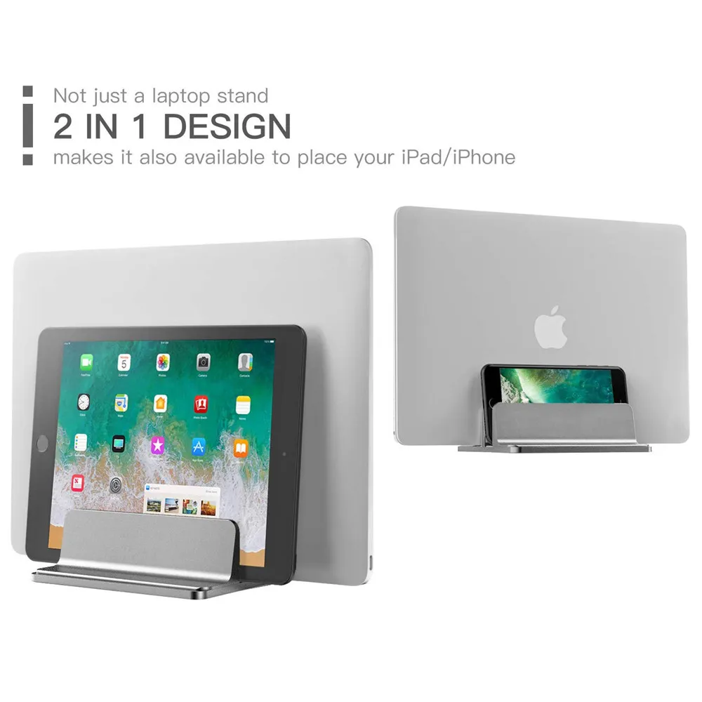 Вертикальная подставка для ноутбука и планшета для Macbook Air Pro 13 15 настольная алюминиевая двойная настольная подставка с регулируемой док-станцией для Chromebook