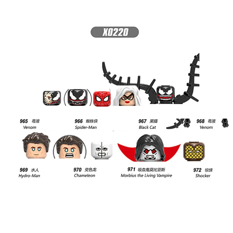

Single Sale Movie Series Venom Spider-Man Black Cat Mini Figure Bricks Diy Assembled Building Blocks Model Educational Toys