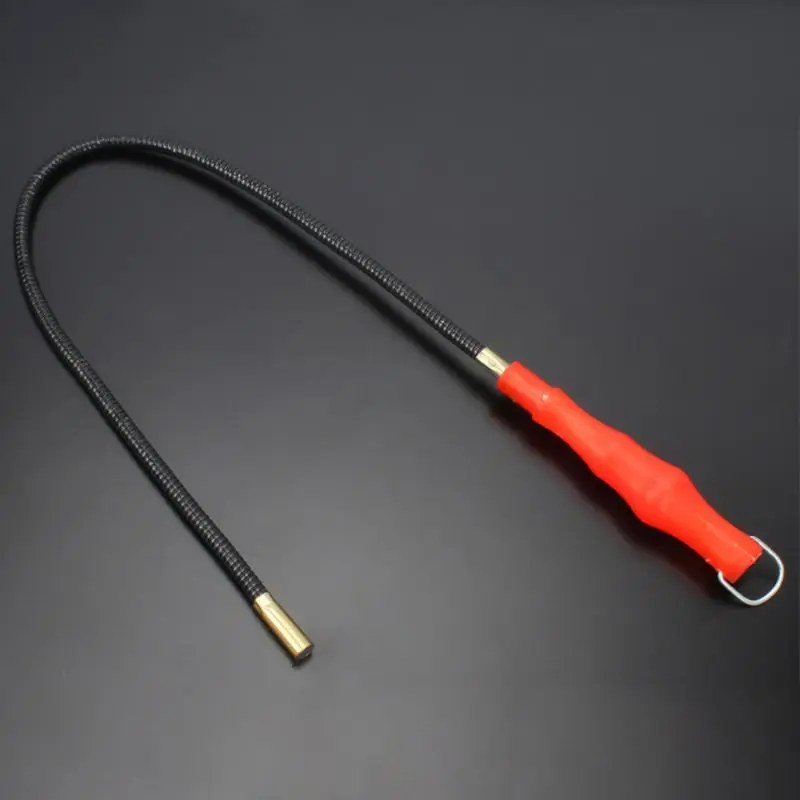 

60cm Flexible Magnetic Pickup Tool LED Light Magnet Garage Tool Repair Pick Up Red Plastic Handle Bendable Metal Grabber W3JA
