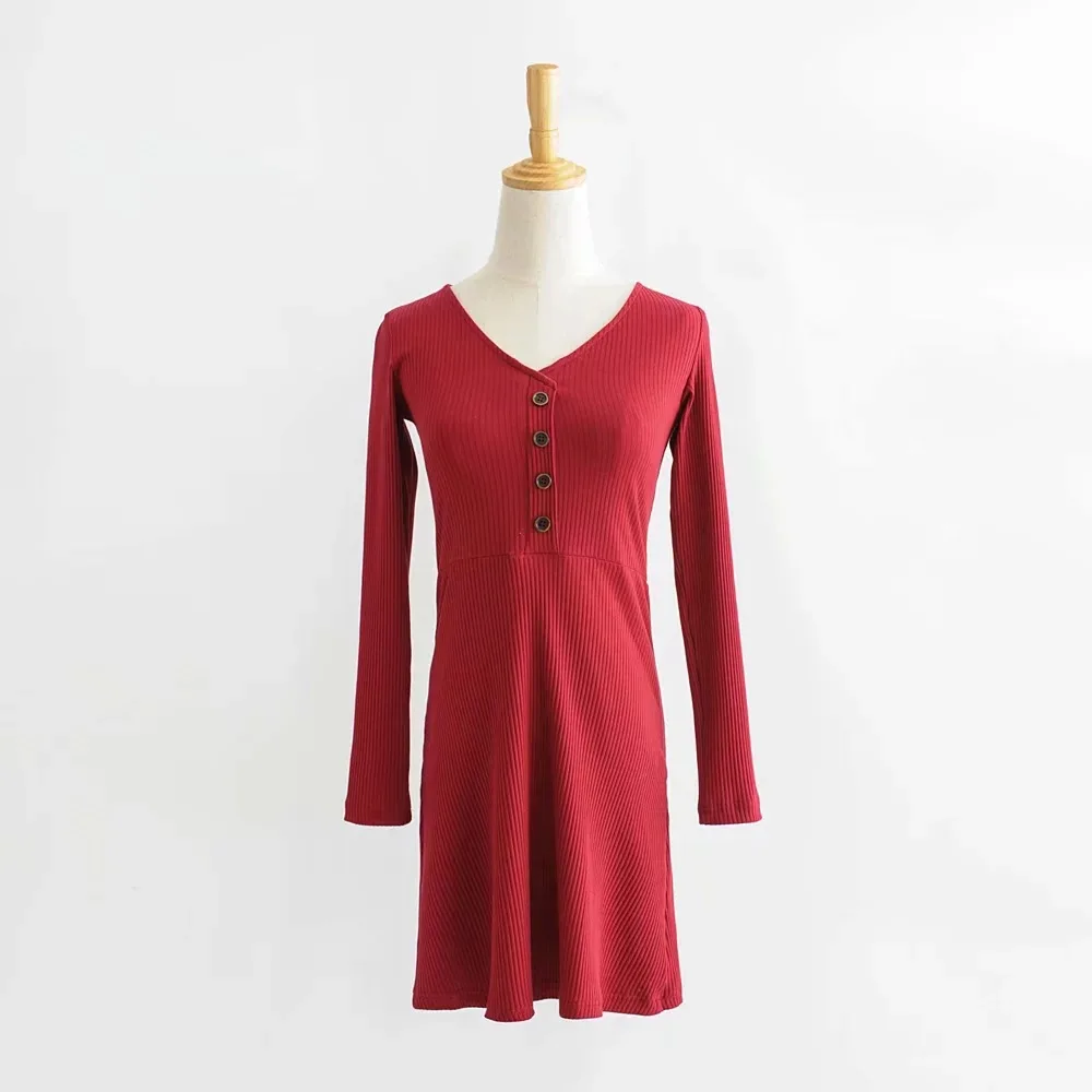 На пуговицах бедра сексуальное v образным вырезом тонкое платье с длинным