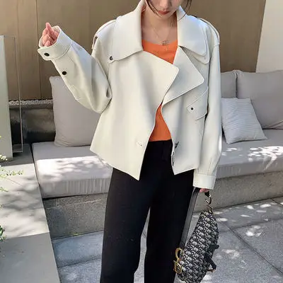 2021 nuevas de cuero chaqueta de las mujeres de piel de oveja chaqueta