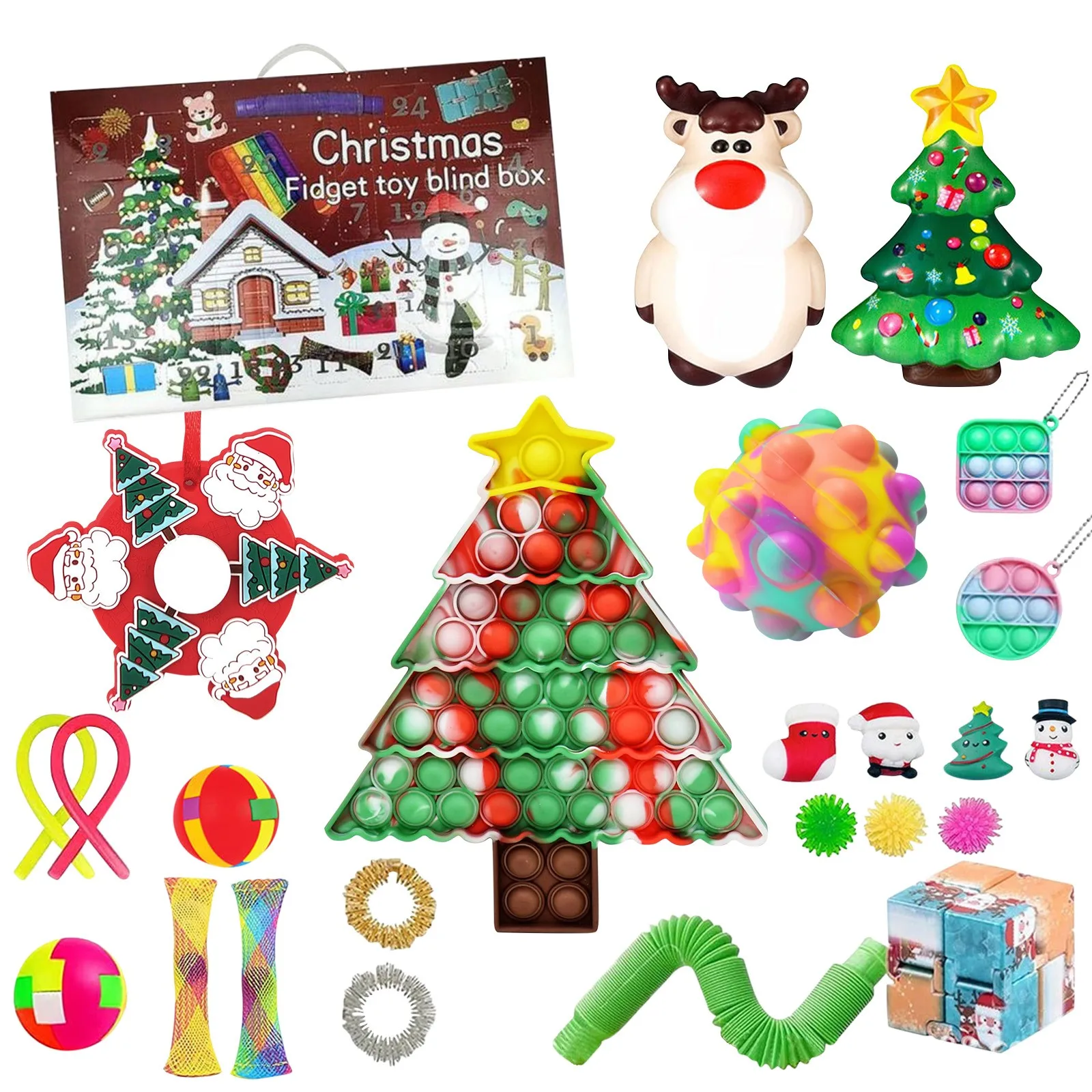 

Fidget Toys Push Bubble Advent Calendar Special Sensory Christmas Countdown Calendar 24PCS Set Antistress Gift Blind Box Xmas