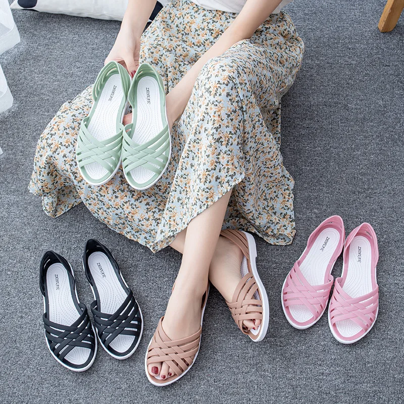 

Women Summer Flat Sandals Open-Toed Sandals Candy Color Casual Beach Shoes Outdoot Female Ladies Sandals zapatillas mujer New