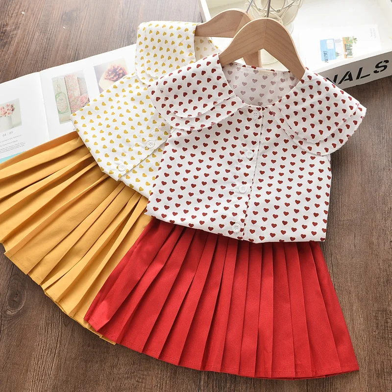 

Lovely Kid Baby Girls Clothes Sets Summer Sleeveless Tops Love Print Solid Color Shorts Fashion Clothing 3-7 Years