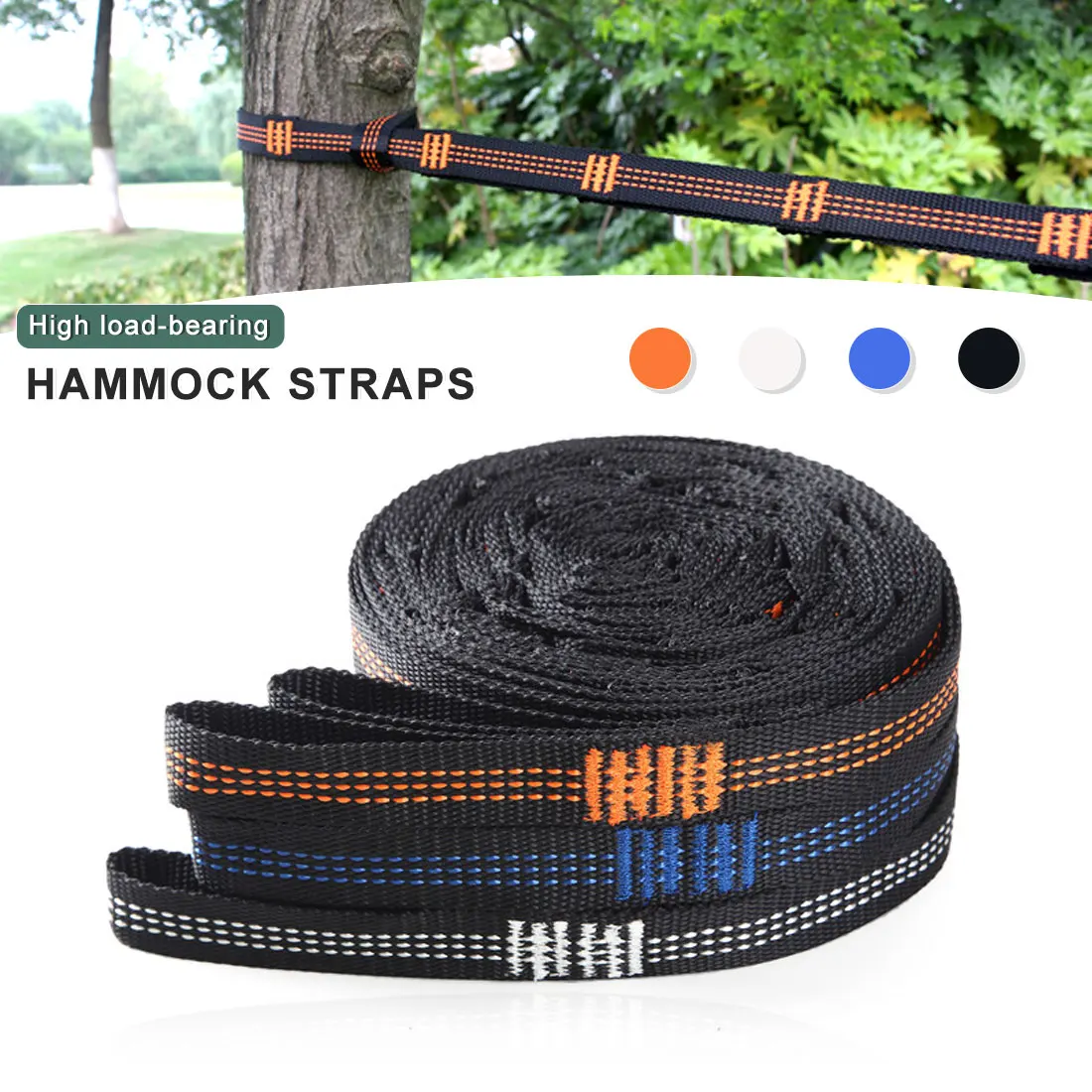 

2pcs Hammock Strap 200cm Tree Hanging Spare Part Outdoor Aerial Yoga 200KG Load Portable Outdoor Camping Hammock