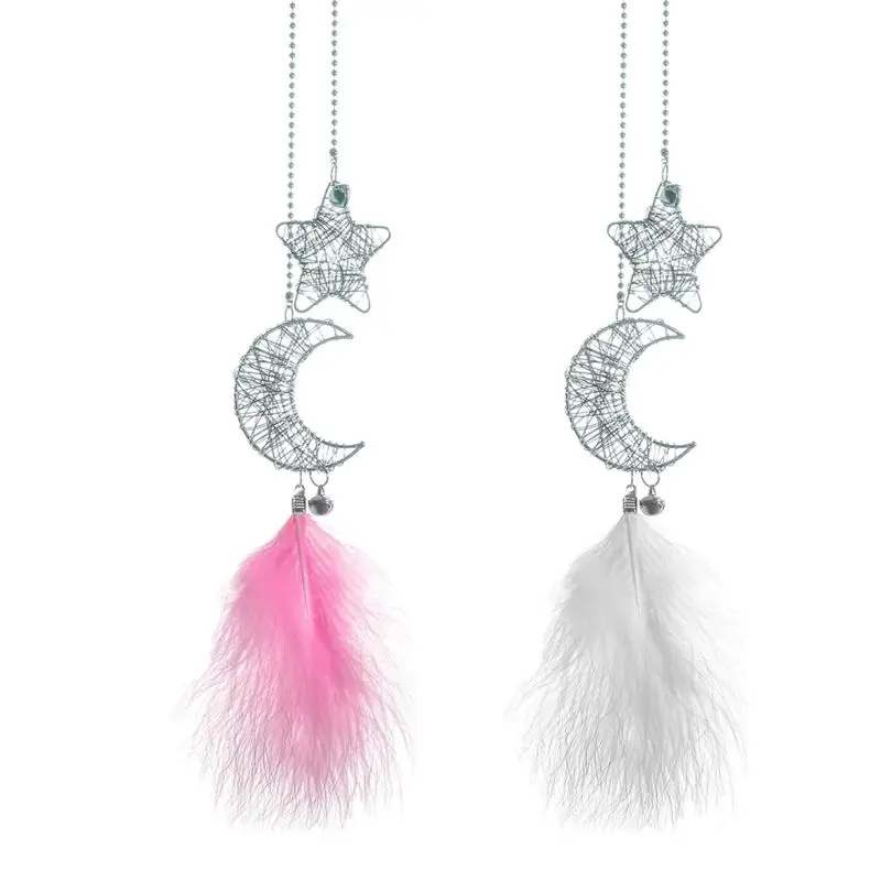 Ручная работа Ловец снов выдалбливают звезды луна перья дизайн винтажный