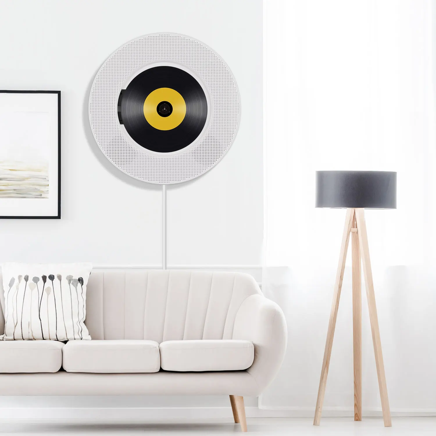 

Portable CD Player Wall Mountable with BT FM Radio Timer with Built-in Speakers Remote Control Support CD/USB/TF Card/AUX Input