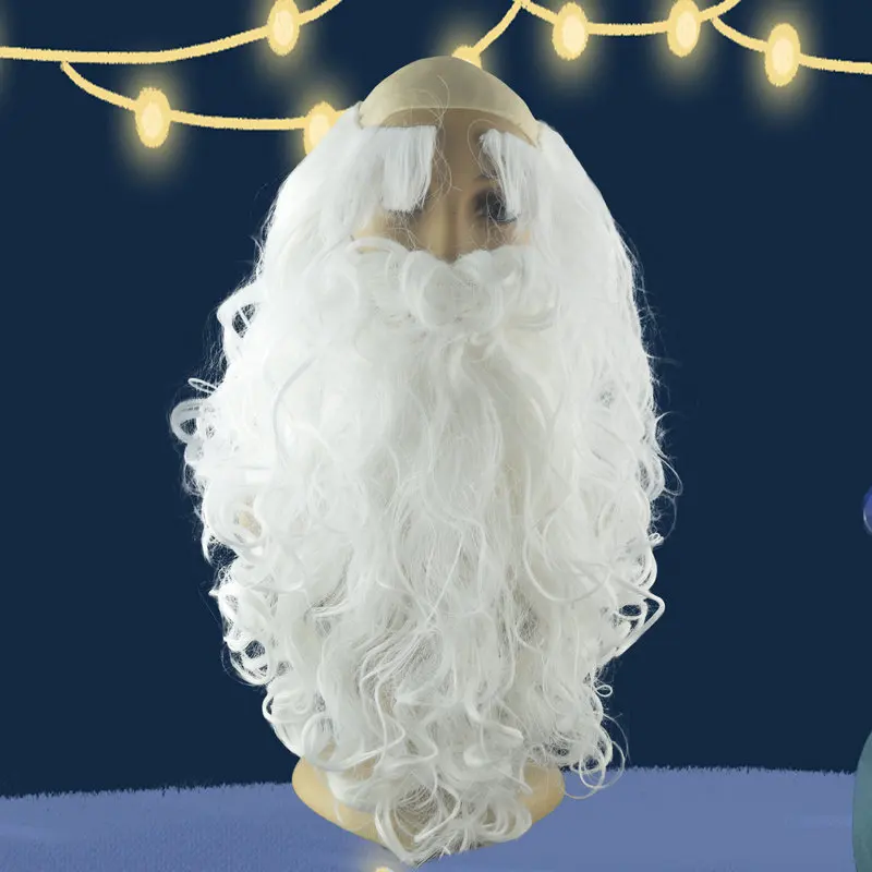 

Xmas Christmas Santa Claus White Beard Eyebrow Hair set Party Decoration Cosplay Christmas Party Decoration