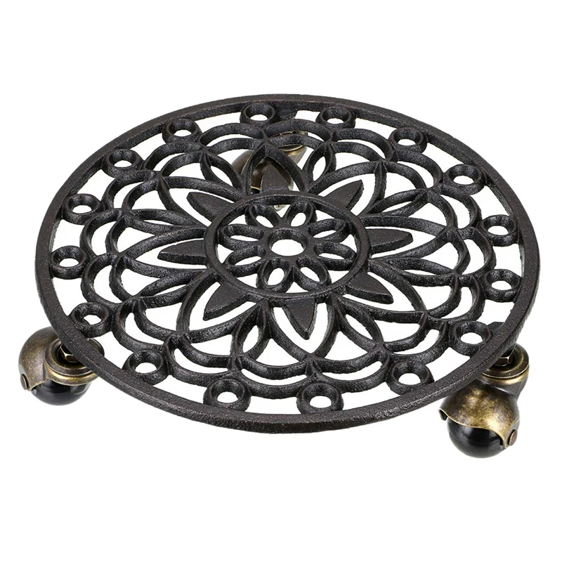 

Cast Iron Plant Pallet Caddy Plant Pot With Heavy Duty Wheels Round Flower Pot Planter Trolley Casters Rolling Tray Coaster Movi