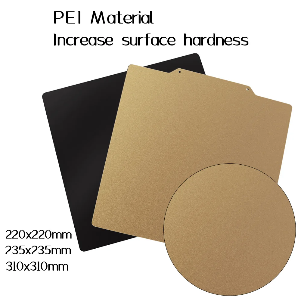 

New Double Sided PEI Spring Steel Sheet (Textured) With Magnetic Base 220/235/310mm For Voron 3D Printer Parts Hot Heat Bed