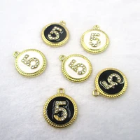 10pcs 1619mm round crown number 5 enamel charms alloy pendant fit for bracelet necklace diy fashion making findings xl431