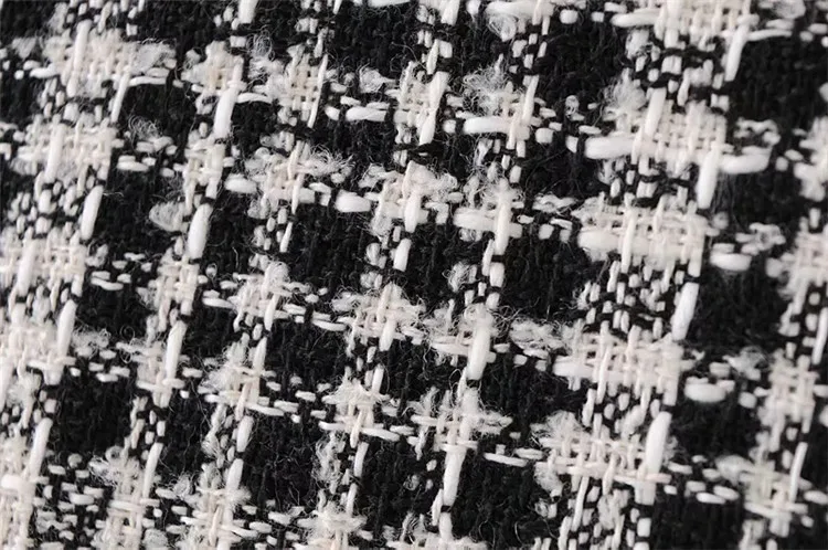 

2020 Winter Coat Women Elegant Classic Casual Simple Black White Plaid Woolen Coat Loose Thin Medium Length Clothes