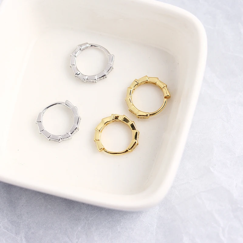 

PONYKISS Real 925 Sterling Silver Square connection Zircon Hoop Earrings for Women Party Prevent Allery Jewelry Accessories