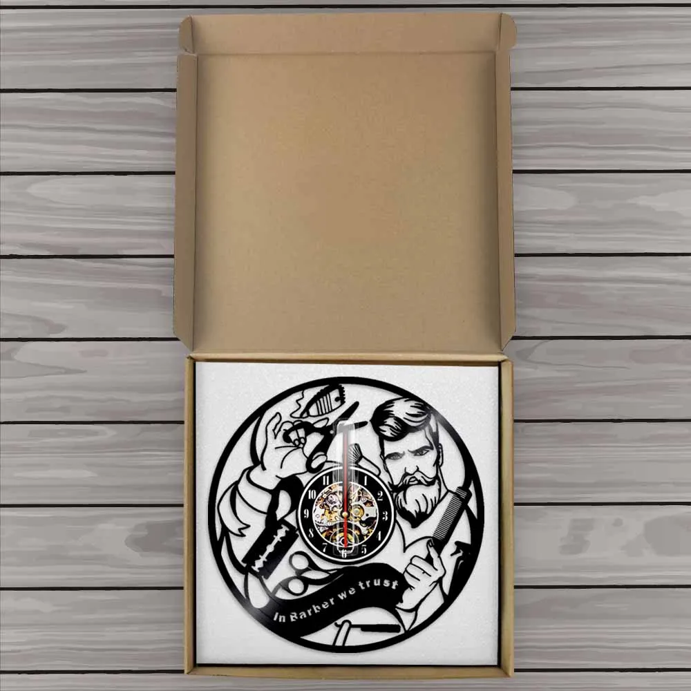 Тихие настенные часы с виниловой пластиной для парикмахерской|Настенные часы| |