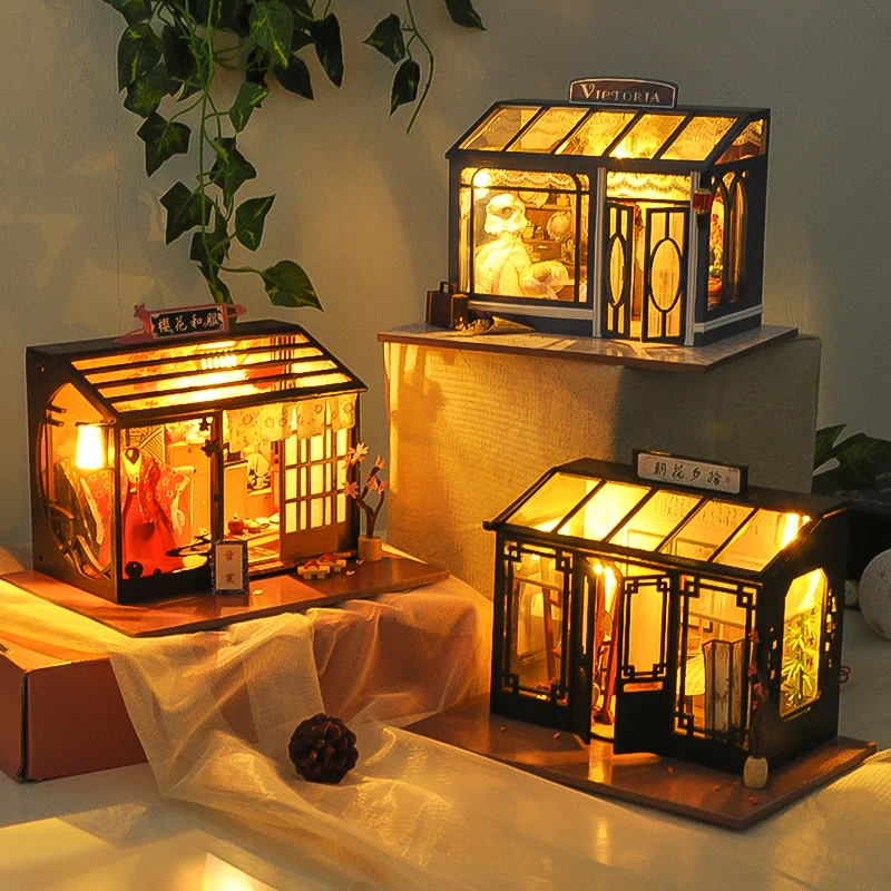 

Toys For Children New Doll House Casa Diy Miniature Dollhouse With Dust Cover Furniture Birthday Gift