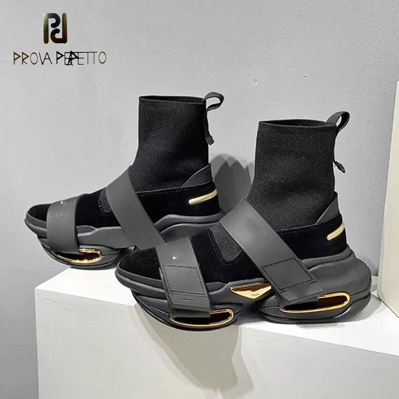 

Leather Women's British Style Thick-soled Thick-heeled Velcro Socks Boots 2020 New Autumn Winter All-match Short Martin Boots